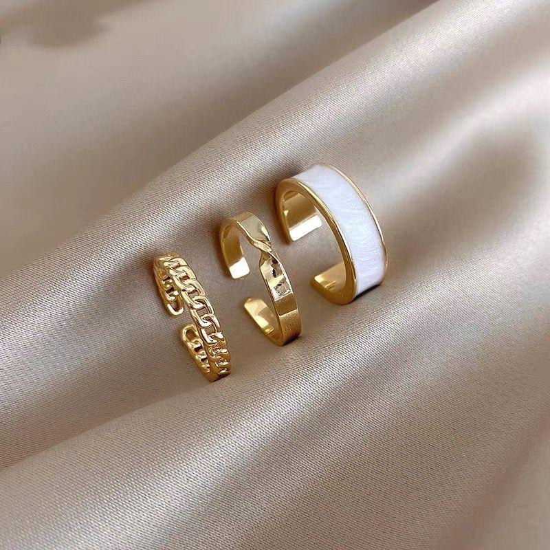 Design Sinn Trendige Mode Persönlichkeit Leichter Luxus Nische Geometrisch Offener Ring Set Zeigefinger Kleiner Finger Ring