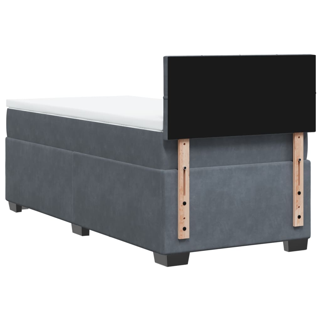 Box Spring Bed with Mattress Dark Gray 80x200 cm Velvet