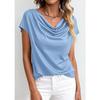 Summer New Women's Short-sleeved T-shirt Fashionable and Versatile Swing Collar Pullover Top