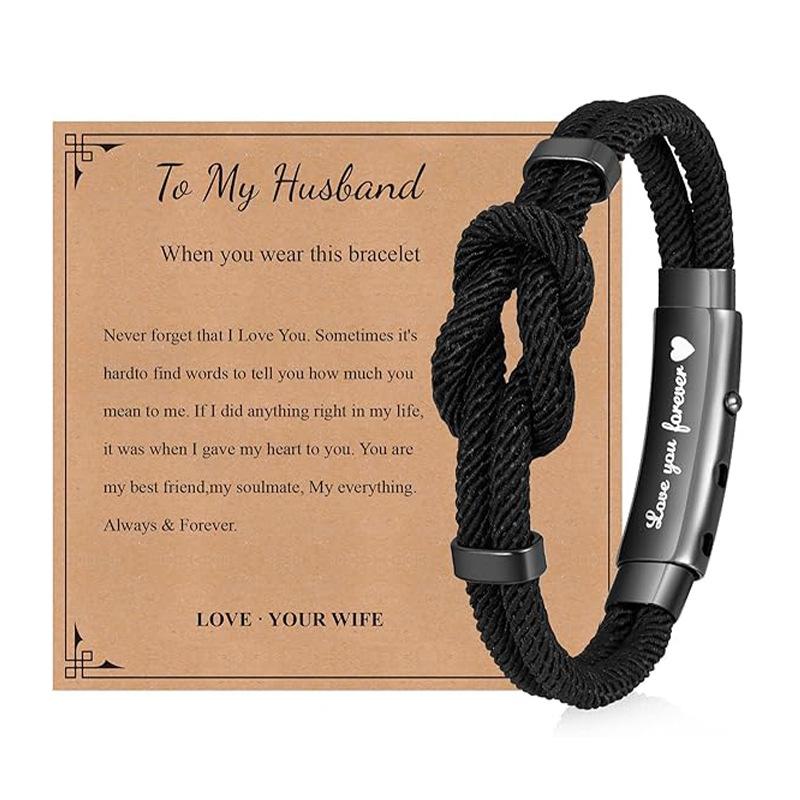 Регулируемый браслет-якорь с двойной пряжкой, ручная работа, плетеный браслет, мужской, простой, универсальный, браслет на запястье To My Husband