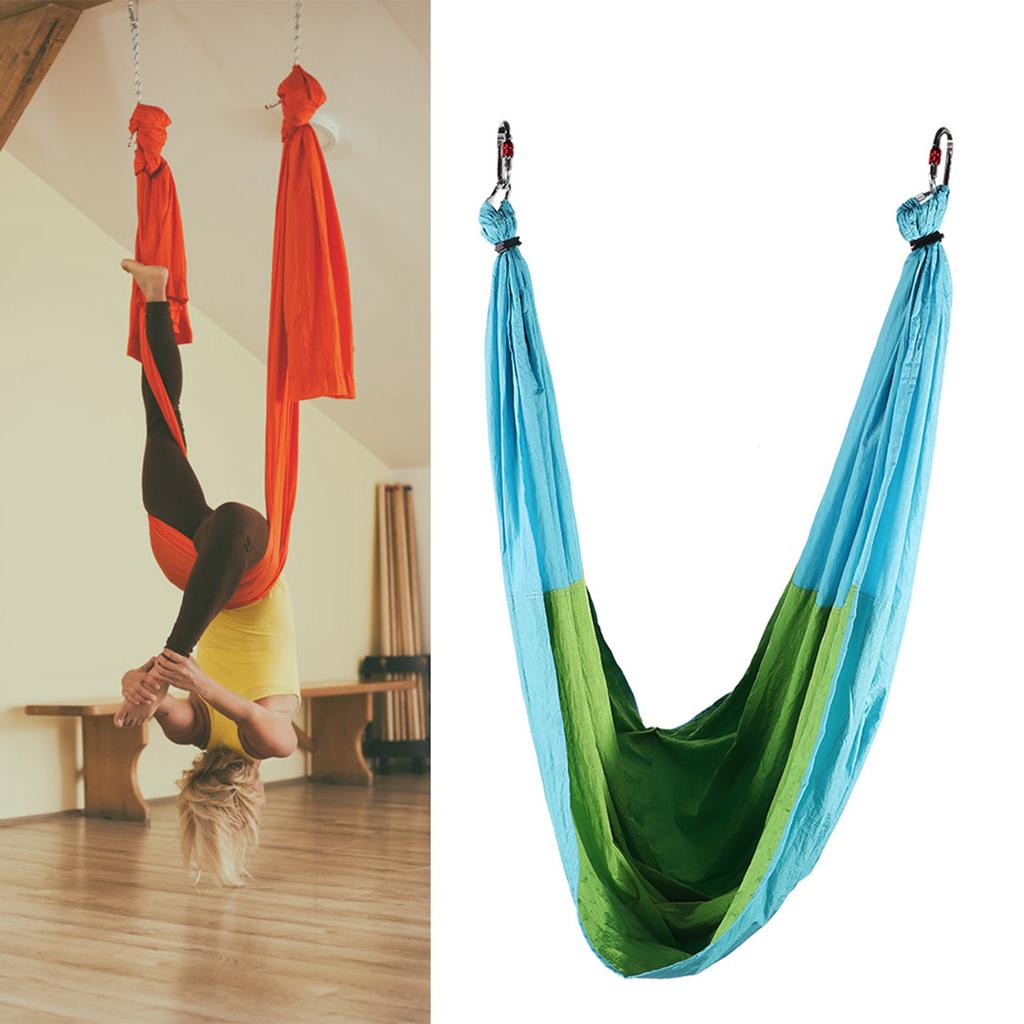 Aerial   Fitness Hanging Grip Inversion Trapeze Swing Sling Hammock(Blue Green)