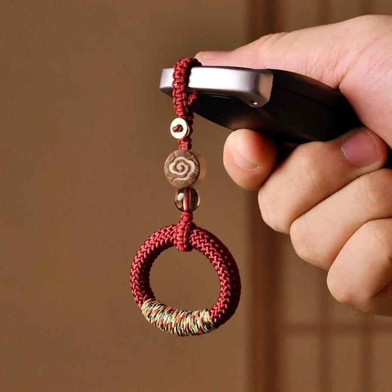 

1Pc Hand-woven Antique Ring Ring Ring, Car Keychain, Lanyard, New Key Chain, Anti-loss and Anti-drop Pendant for Men and Women