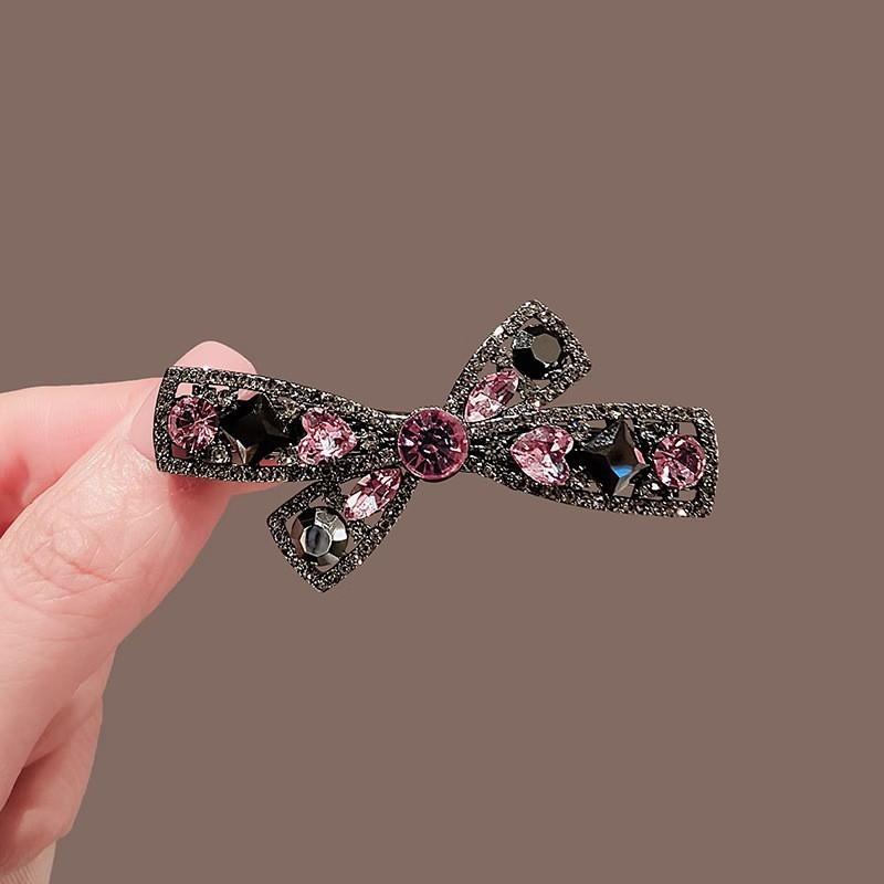 1Pcs Women S Bangs Side Clip Duckbill Clip High-End Purple   Hollow Bow Hairpin Korean Style Hair Accessories