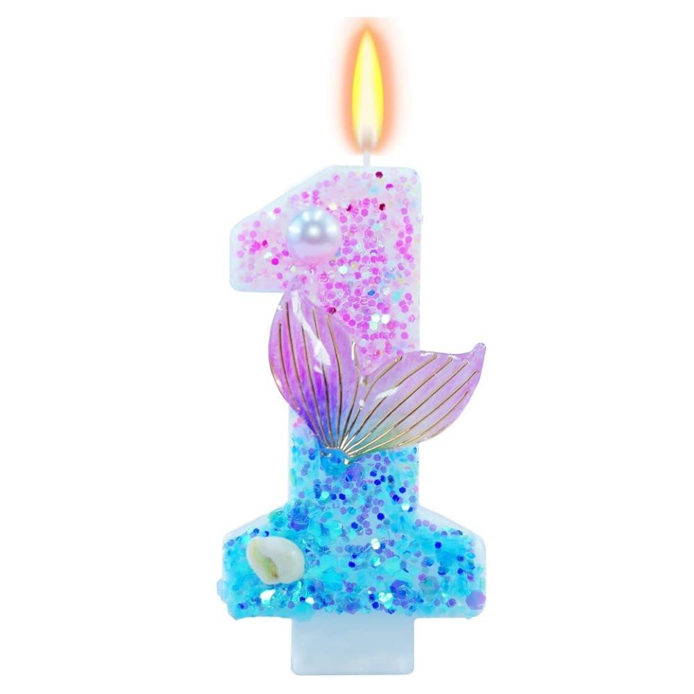 Number Shaped Birthday Candle 0-9 Glitter Design with Decorative Elements for Cake Decoration and Party Supplies Suitable for Baking Events