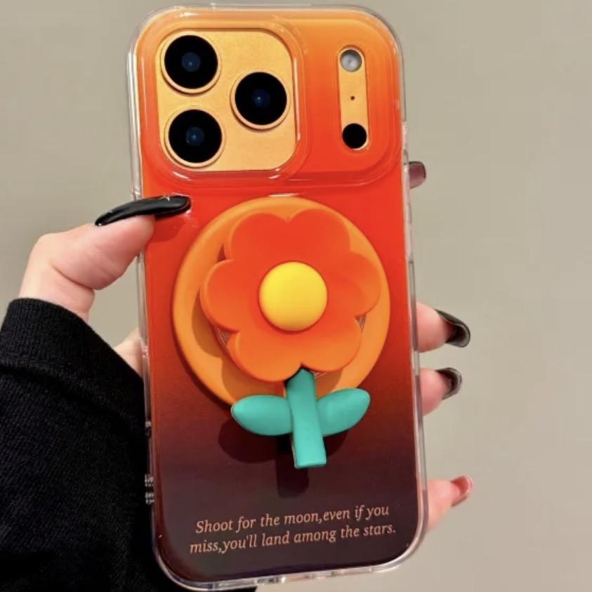 3D Sunflower Silicone Magnetic Retractable Phone Holder