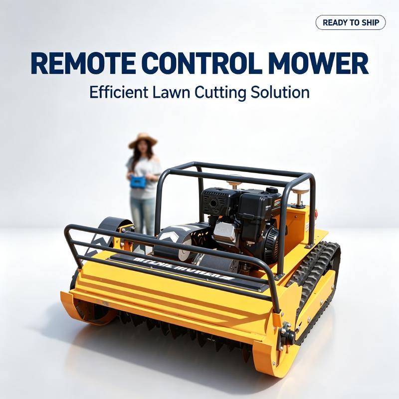 Electric Start Crawler Remote Lawn Mower Tracked Wireless RC Grass Cutter Easy Operation for Farmers