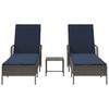 Sun Lounger Set 3 pcs Gray and Navy Blue 200 x 55 x 92 cm