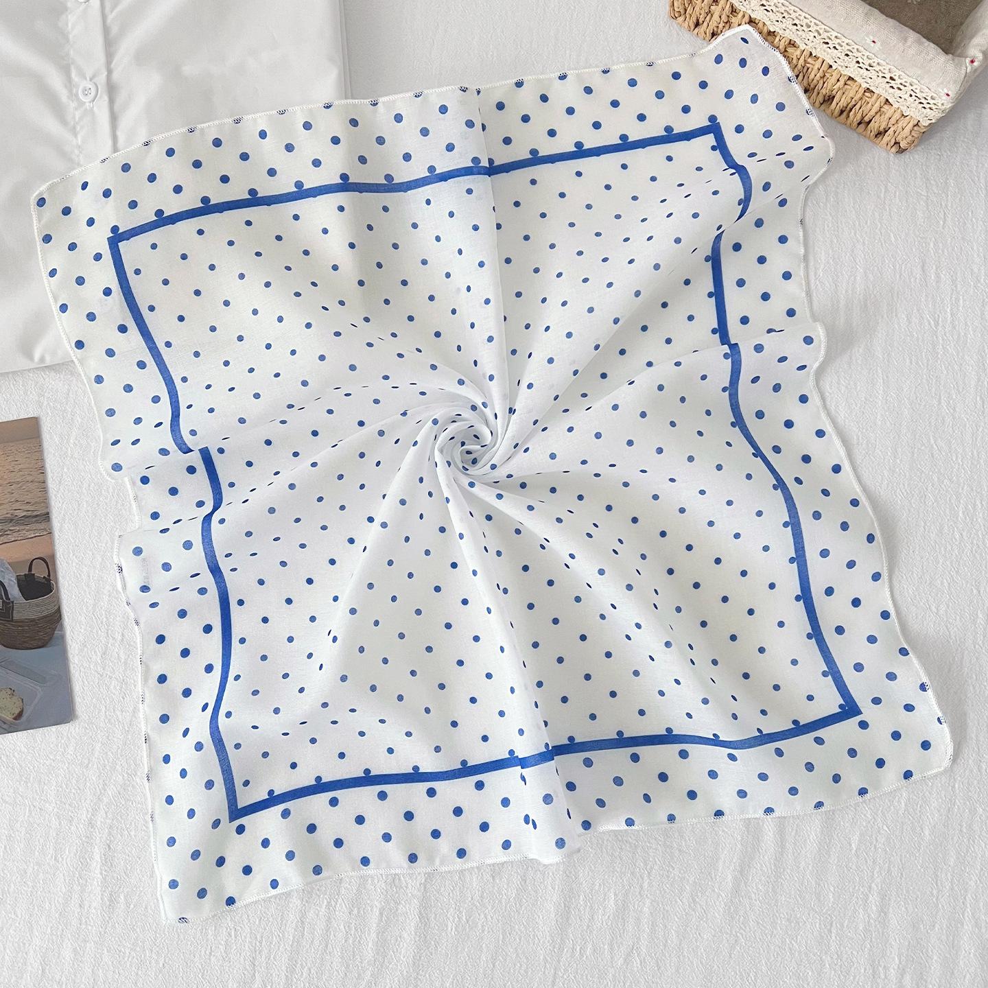 Vintage Polka Dot Small Square Scarf Women Lightweight Breathable Japanese Style Fashion Accessory 5858cm