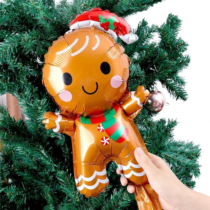 Practical-60PCS Christmas Balloons Aluminum Foil Small Balloon Xmas Tree Gingerbread Man Santa Birthday Party Holiday Decora