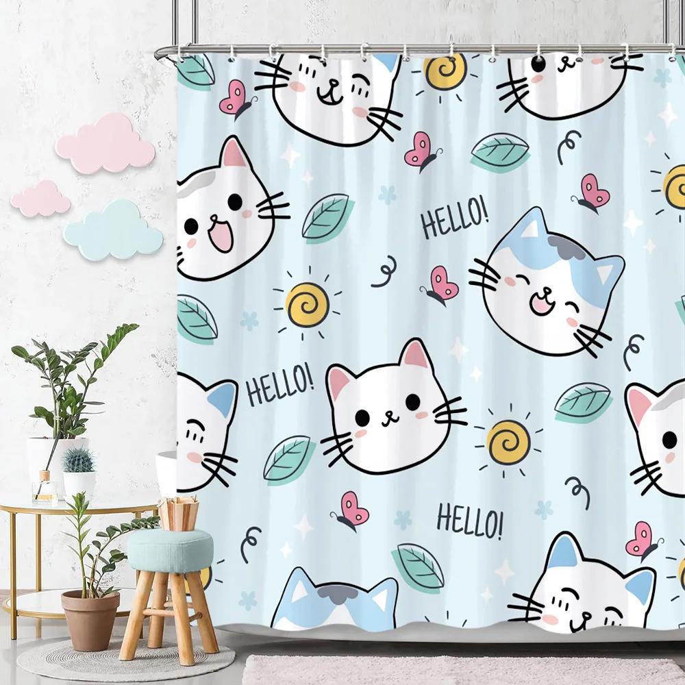 Cartoon Animal Alphabet Shower Curtain Kids ABC Educational Learning Tools Baby Girls Boys Colourful Bath Curtain Bathroom Dec