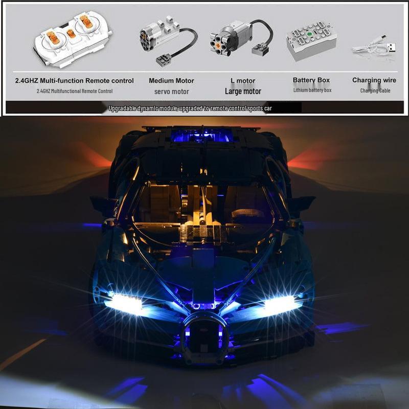 Green Bull 1:14 Remote Control Sports Car - Lego-Compatible Racing Model Building Set