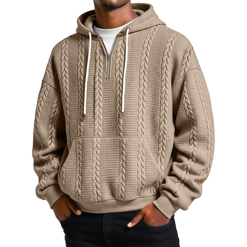 Men's Leisure Print Half Zipper Hooded Hood Hoodie