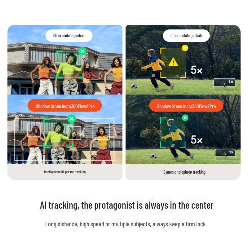 Insta360 Flow 2 Pro Handheld AI Gimbal: Intelligent 360° Phone Stabilizer with Anti-Shake Technology.