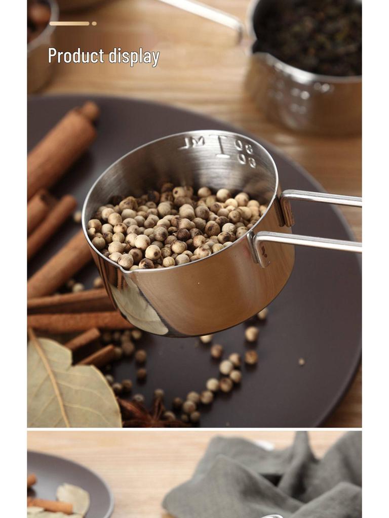 Stainless Steel Measuring Cups & Spoons Set - 4-Piece for Baking & Coffee Beans.