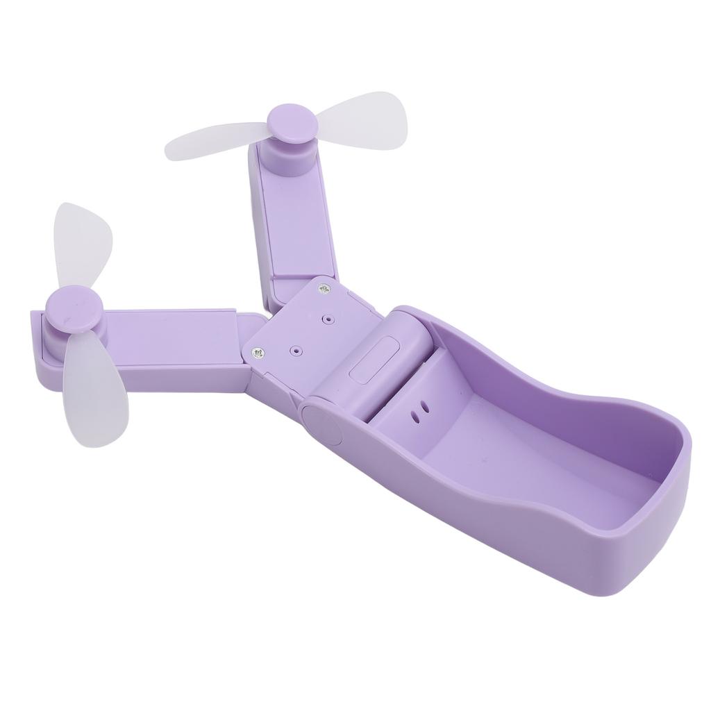Dual Head Foldable Fan Portable Handheld Fan USB Rechargeable 3 Speeds Strong Wind Quiet Mini