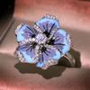 Milangirl High Quality  For Woman Gorgeous Blue Flower Ring Fashion Trendy  HANDMADE Enamel Ring