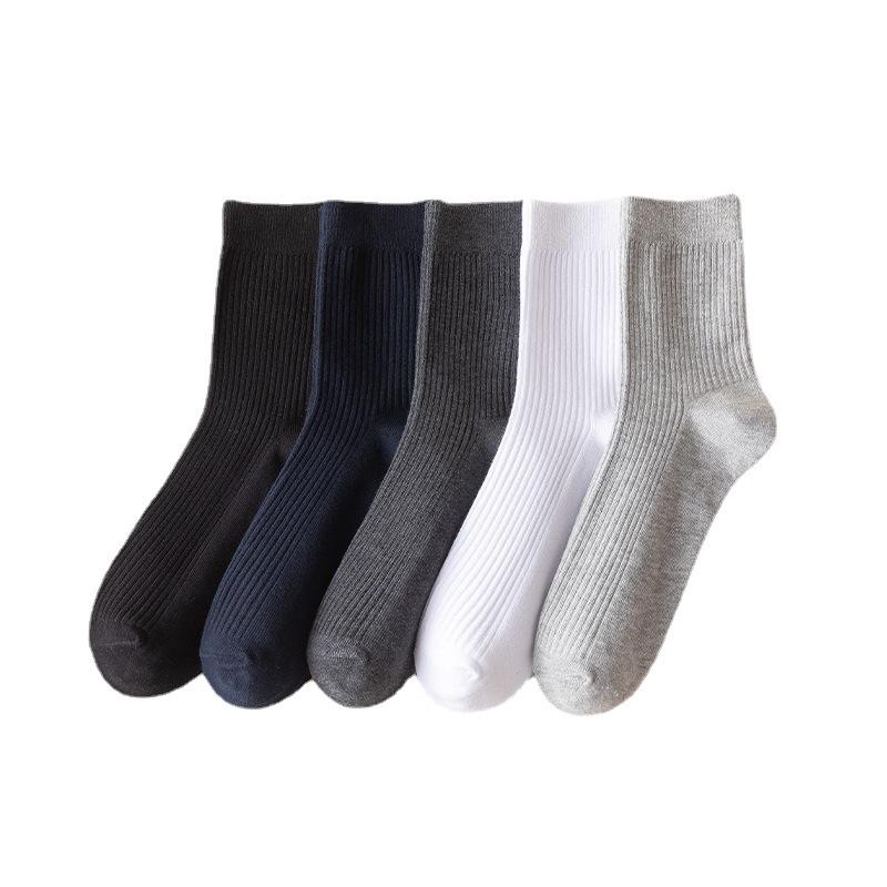Men's Spring and Autumn Pure Cotton Pure Color Deodorizing Sweat Absorbing Business Tube Socks