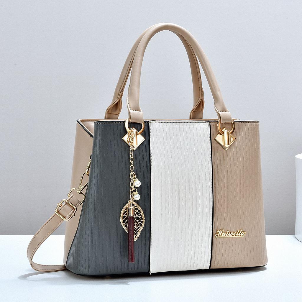 Women's Bags Fashi Trend Design Stripe Hit Color Handbag Shoulder Bag Messenger Bag Korean Style Bag