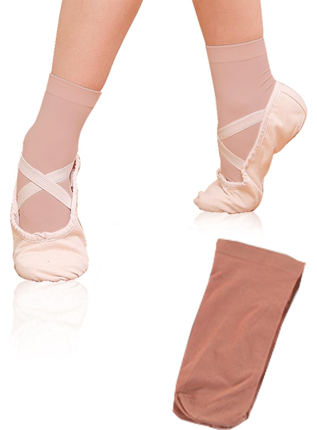 

Ballet One Size Fits All for Adults and Children E-Ballerina Socks, Brown, (18-26cm),