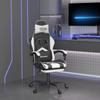 Gaming Chair with Footrest Swivel Black & White Faux Leather