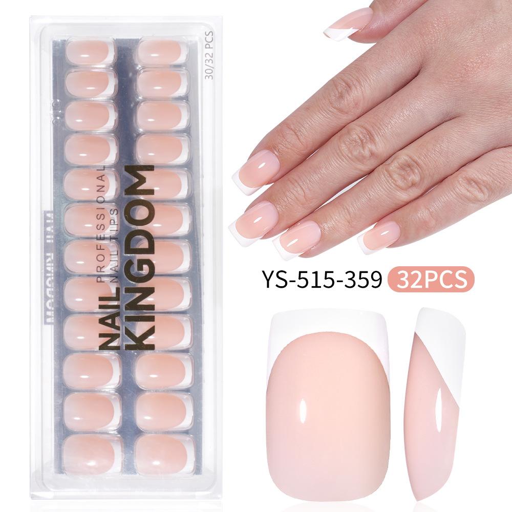 New Style French False Nails, Ultra Thin Short Square Press On Nails, 32 Pcs Simple Removable Nail Extensions Stickers