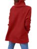 2024 Damen Hochhals Oversized Mittellanger Fledermausärmel Pullover mit Schlitzsaum und Taillengürtel