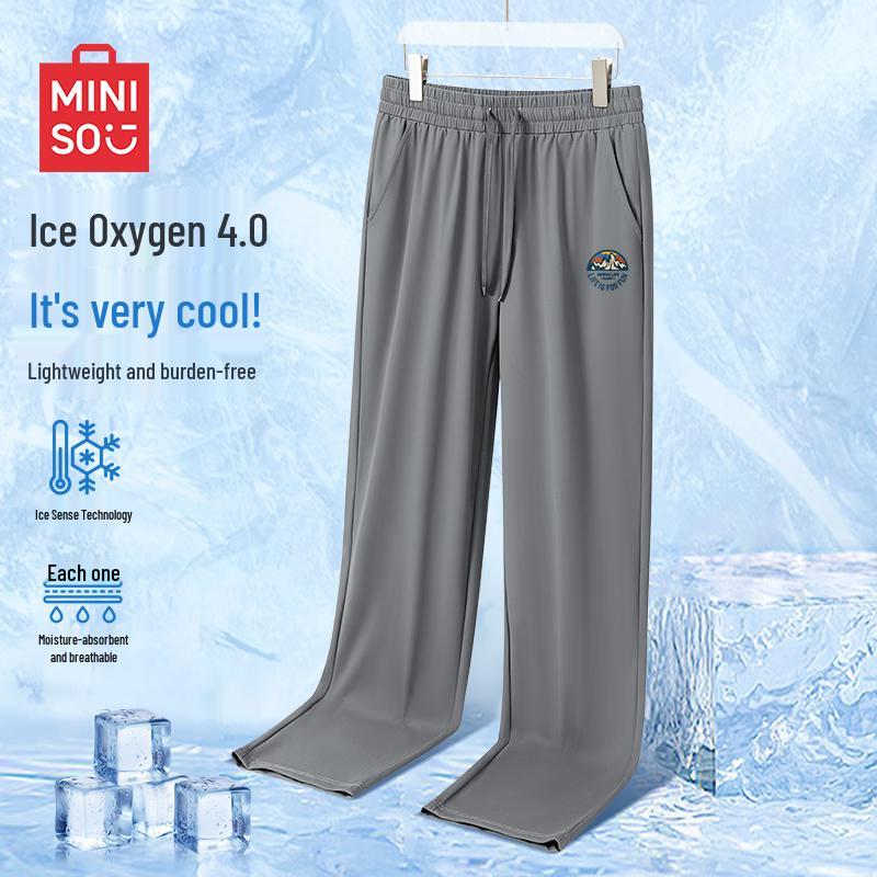 

MINISO Men s Ice Silk Straight-Leg Casual Pants L