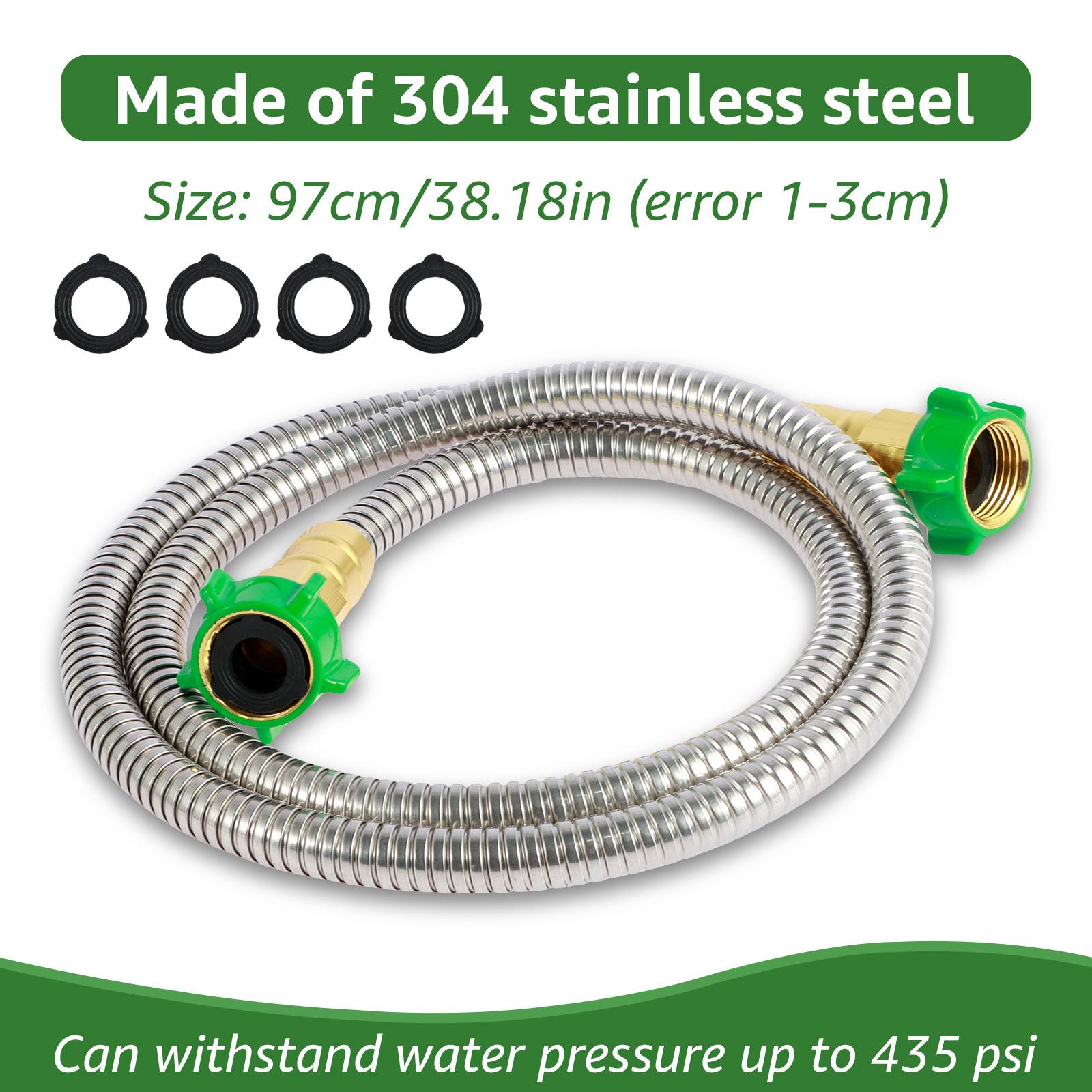 

5Ft/3ft Garden Hose 304 Stainless Steel Leader Hose Extension Lightweight Water Hose Flexible Garden Water Outdoor Hose Non Kink