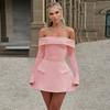 Sexy style one-word shoulder A pendulum dress women, autumn new temperament elegant slim hip skirt