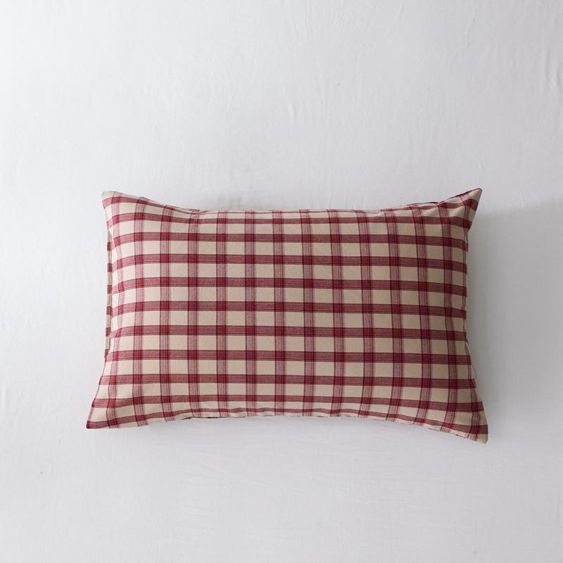 1 Stück 200T Baumwoll-Twill karierter bedruckter Kissenbezug 48 x 74 cm, Kissenhülle für Bett mit Umschlagverschluss, ohne Füllung