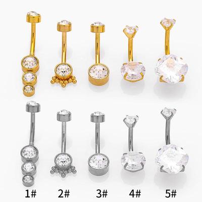 Bauchnabelpiercing aus Edelstahl 316L mit eingelegtem Zirkonia