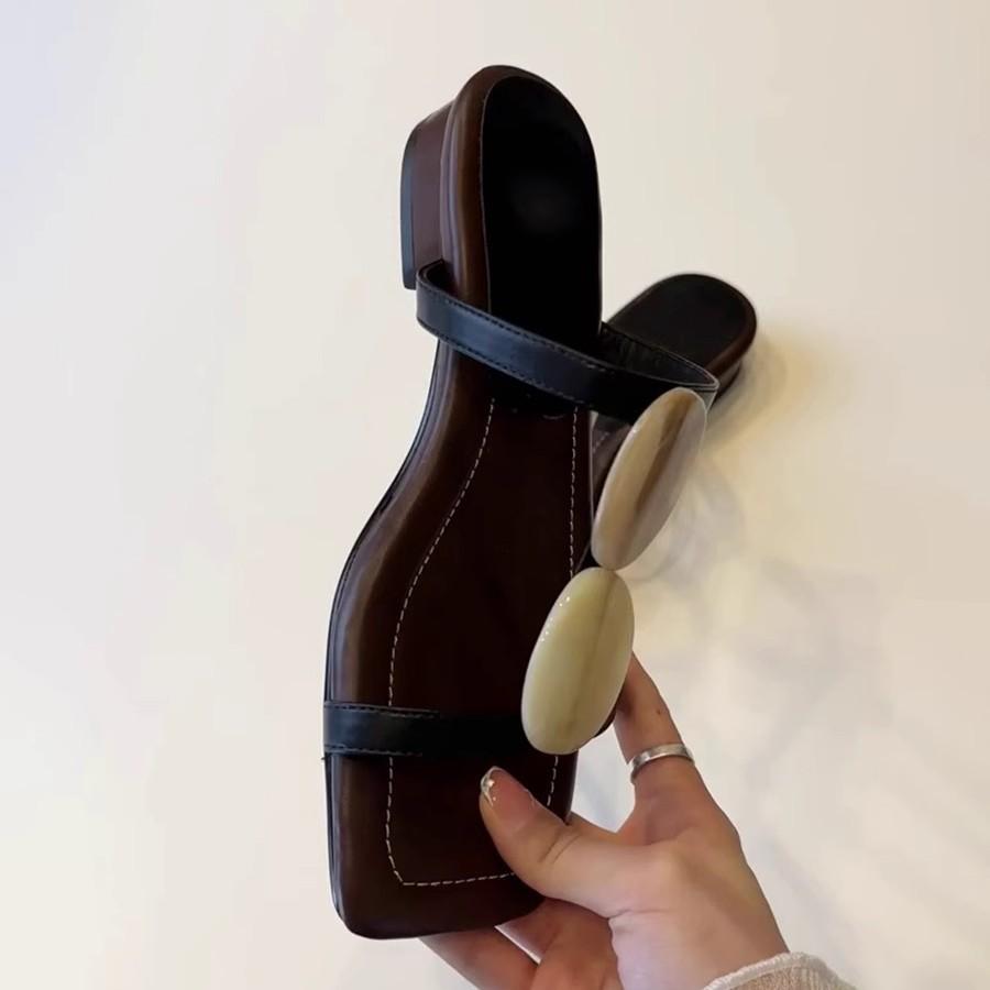 Fashion Women's retro Bohemian style open-toed sandals with square toe