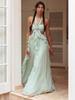 European & American 2026 Women's Elegant Chiffon Ruffle Slit Long Dress