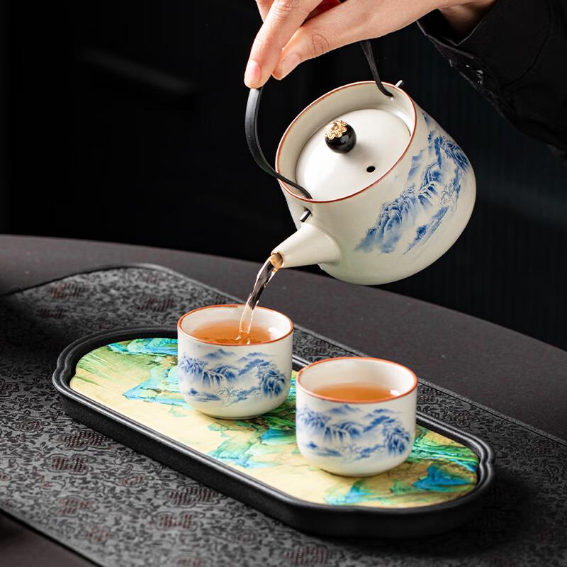 TLAKEHO Ru Kiln Ceramic Lifting Pot Tea Set