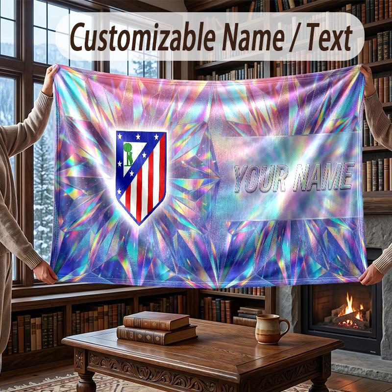 Coperta Plaid in Flanella con Nome Personalizzato Modello FC Atletico Madrid Calda Decorazione per la Casa