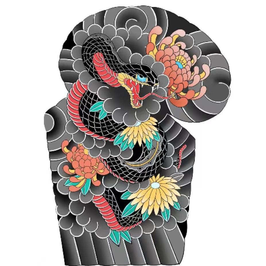 

Traditional half-finger three-quarter sleeve tattoo stickers are waterproof, wear-resistant, and long-lasting3-5All-inclusive Japanese-style 520*390mm