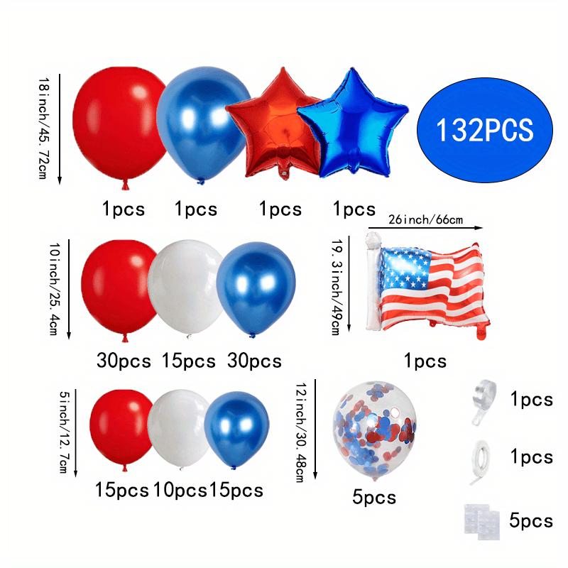 132pcs Red, White and Blue Balloon Garland Set, Balloons Suitable for Graduation Party Independence Day Balloon Arch Decoration