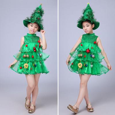 Dětské vánoční šaty Vícenásobný přívěsek Dekor Rozptýlený dort Lem Stojánek bez rukávů Límec A-line