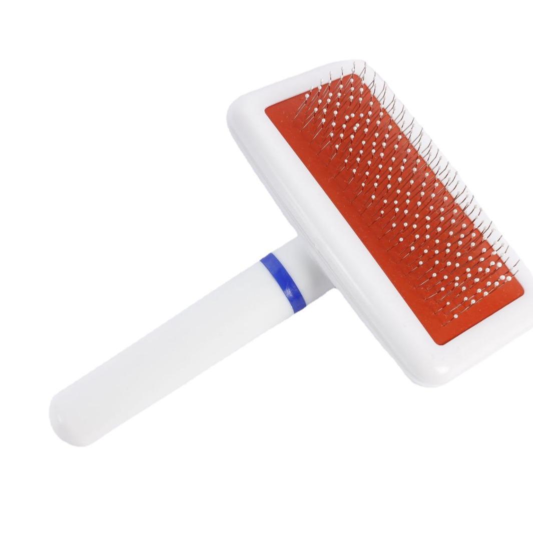 

Pet Grooming Comb: Small White Stainless Steel Pin Comb with White Plastic Handle for Dogs & Cats