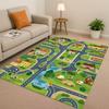 City Street Road Traffic Race Track Child Interaction Game Cartoon Living Room Kid Playroom Non-Slip Area Rug Carpet for Bedroom