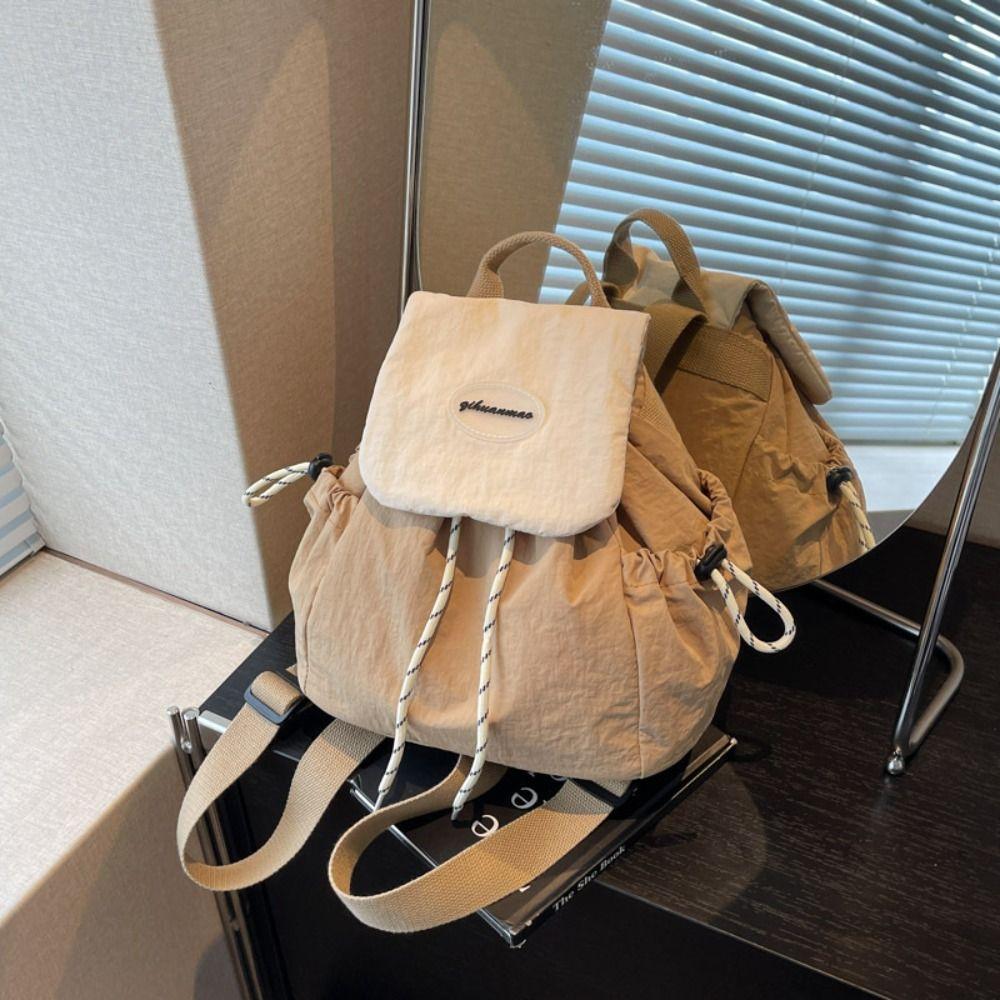 Drawstring Women Nylon Backpack Lightweight Minimalist Commuting Backpack  Travel