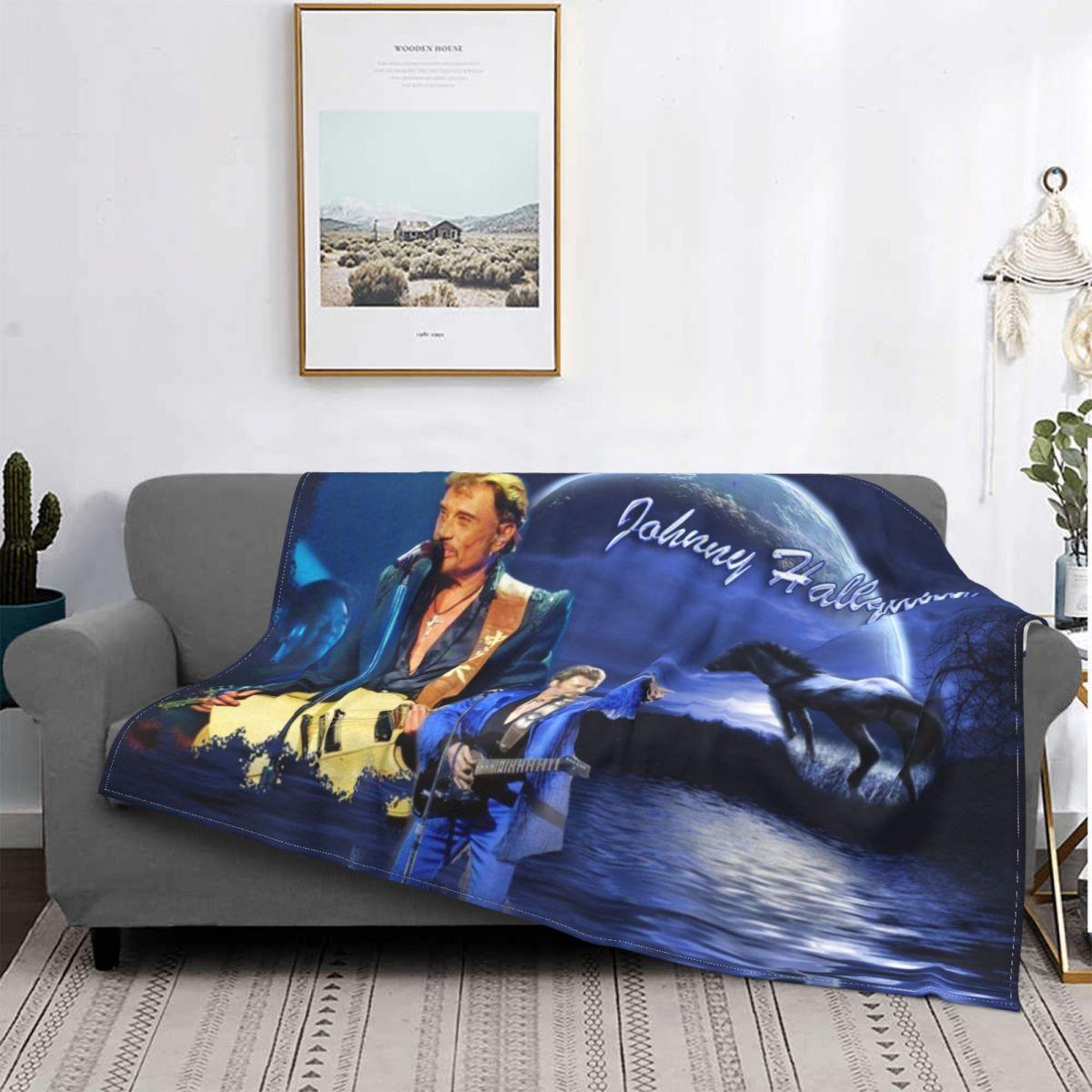 

Johnny Hallyday French Singer Blanket Velvet Winter Music Legend Multifunction Ultra-Soft Throw Blankets Sofa Outdoor Rug Piece