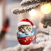 Cartoon Christmas Cup Cat Pendant Acrylic Cat Rearview Mirrors Pendant  for Car Xmas Tree Bag