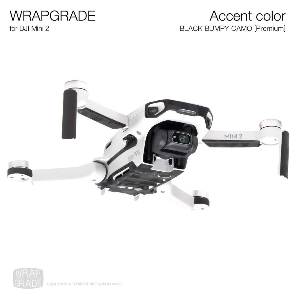 WRAPGRADE Skin for DJI Mini 2, Accent Color (Black Bumpy Camo)