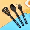 Kids' Compact Nylon Kitchenware 3-Piece Set: Draining Shovel, Hidden Spoon, Noodle Fork - Perfect for Travel and Camping