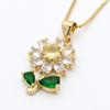 Zirkonia Tulpe Sonnenblume Anhänger Halskette - Luxuriöse Damen Schlüsselbein Kette Accessoires