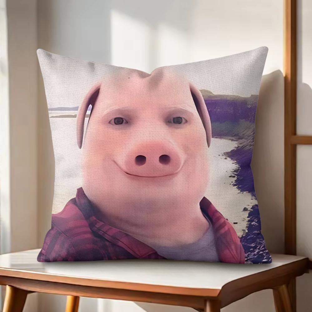 John Pork is Calling Answer Call Cushion Cover Natural Linen Organic Fabric DoubleSided Printing Couch Pillow Covers Home Decor