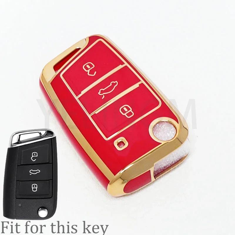 Tpu Car Shell Fob Key Case Full Cover For Vw Volkswagen Golf 7 Mk7 Tiguan Mk2 For Seat Ateca Leon Fr 2 Ibiza For Skoda Octavia