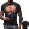 2026 Summer Men's Fashion Trend Personalized Creativity 3D Printing Fake Muscle Print T-shirt Street Casual Fun Short Sleeved