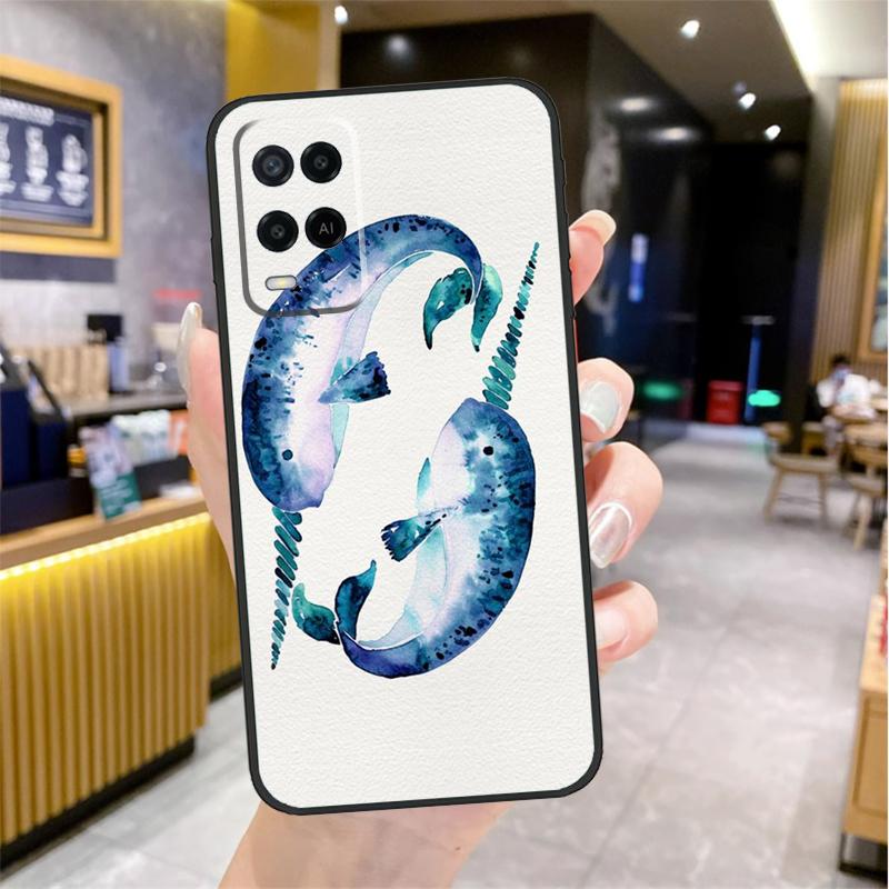 Cute Sea Narwhal Quotes Case For Oppo A74 A54 A94 A78 A98 A18 A60 A80 A40 A38 A58 A96 A76 A16 A15 A17 A57 A77 A5 Pro